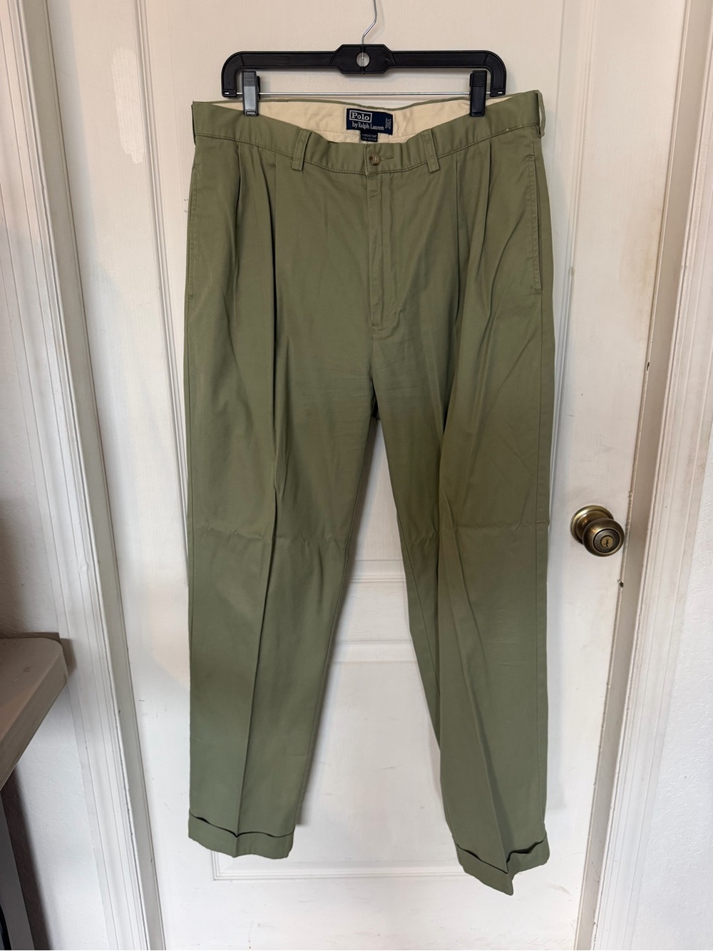 Ralph Lauren Olive Green Pleated Chinos